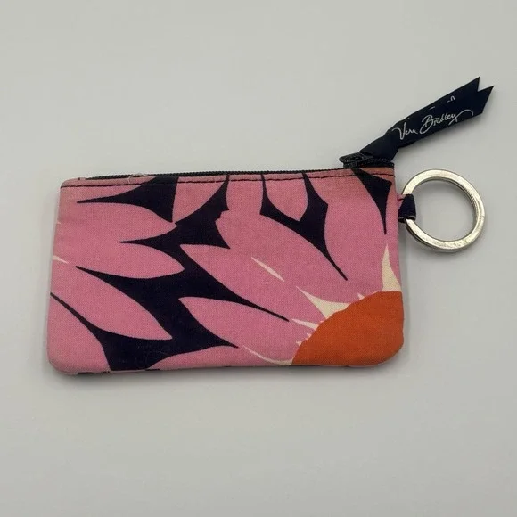 Vera Bradley Zip Coin Purse ID Holder Credit Card Case Pink Flowers Wallet‎ - Picture 6 of 12